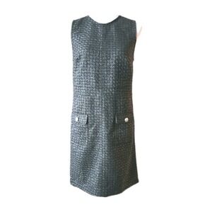 Ann Taylor LOFT Dress 2 Black Tweed Pockets  Shimmer Career Business Office Fall